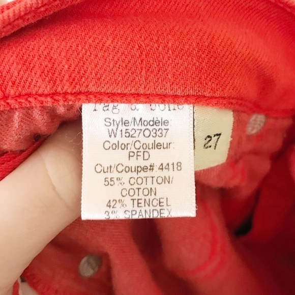 Rag & Bone Zipper Capri Crop Jeans Sz 27 Orange - Picture 9 of 10